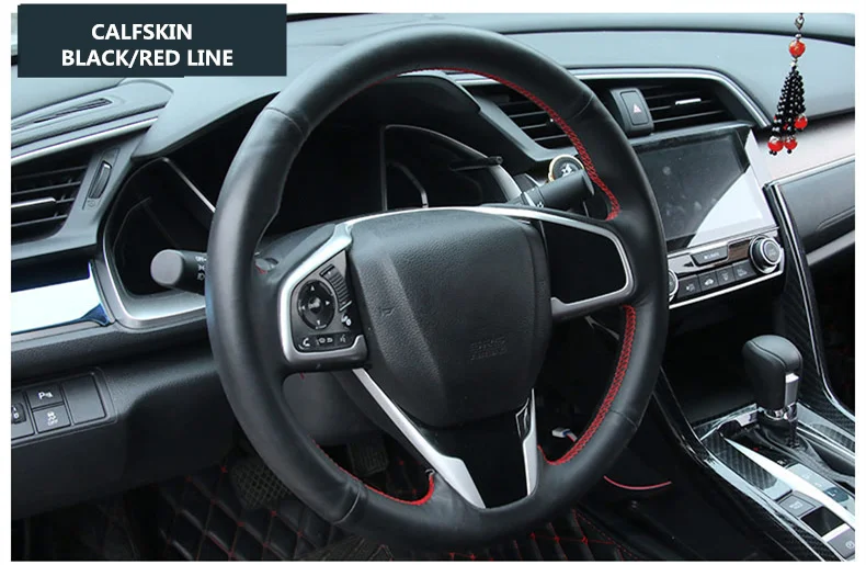 38 см для Honda Civic 10th чехол рулевого колеса автомобиля ручной сшитый DIY чехол колеса автомобиля с иглой