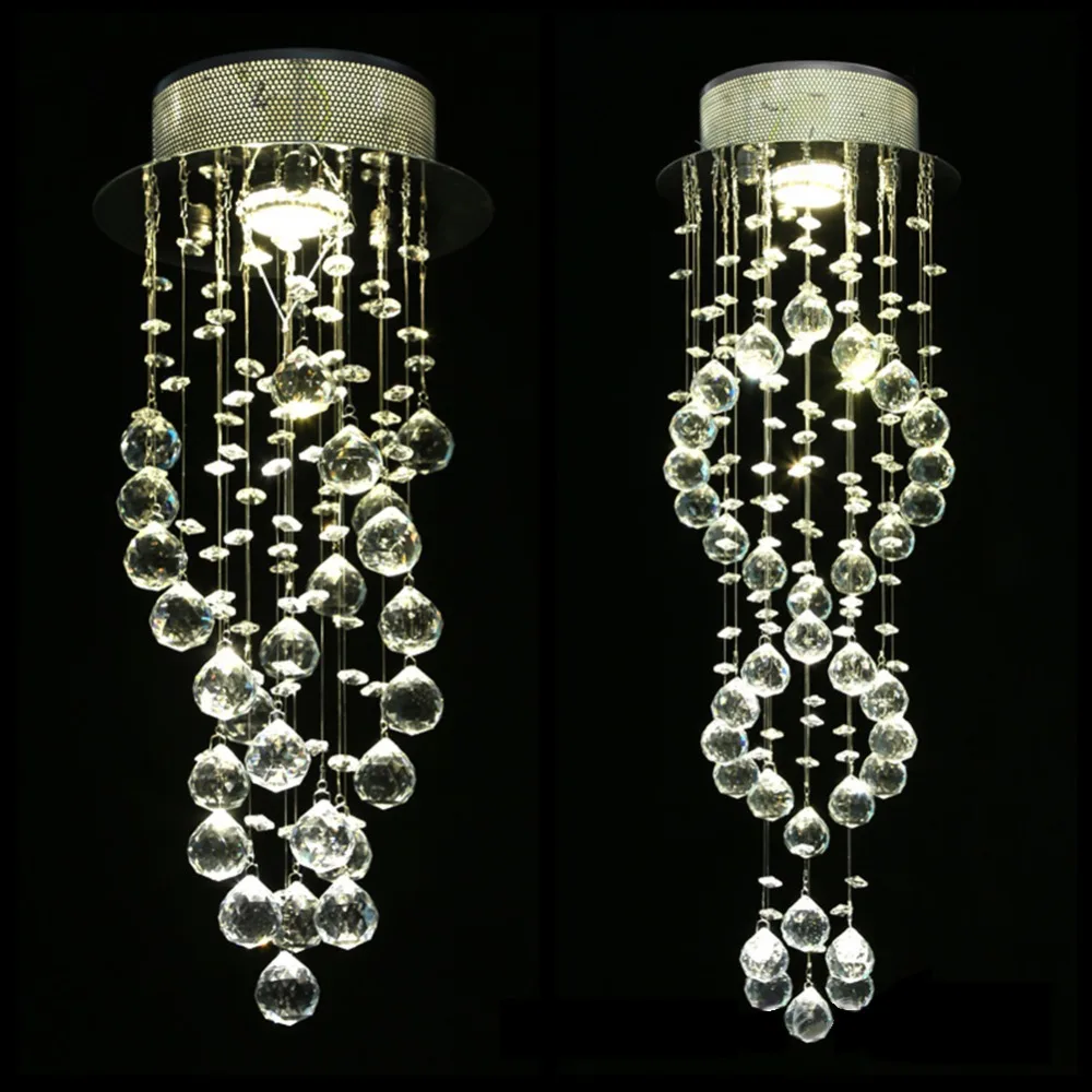 Современный хрустальный потолочный светильник со спиральным кристаллом
