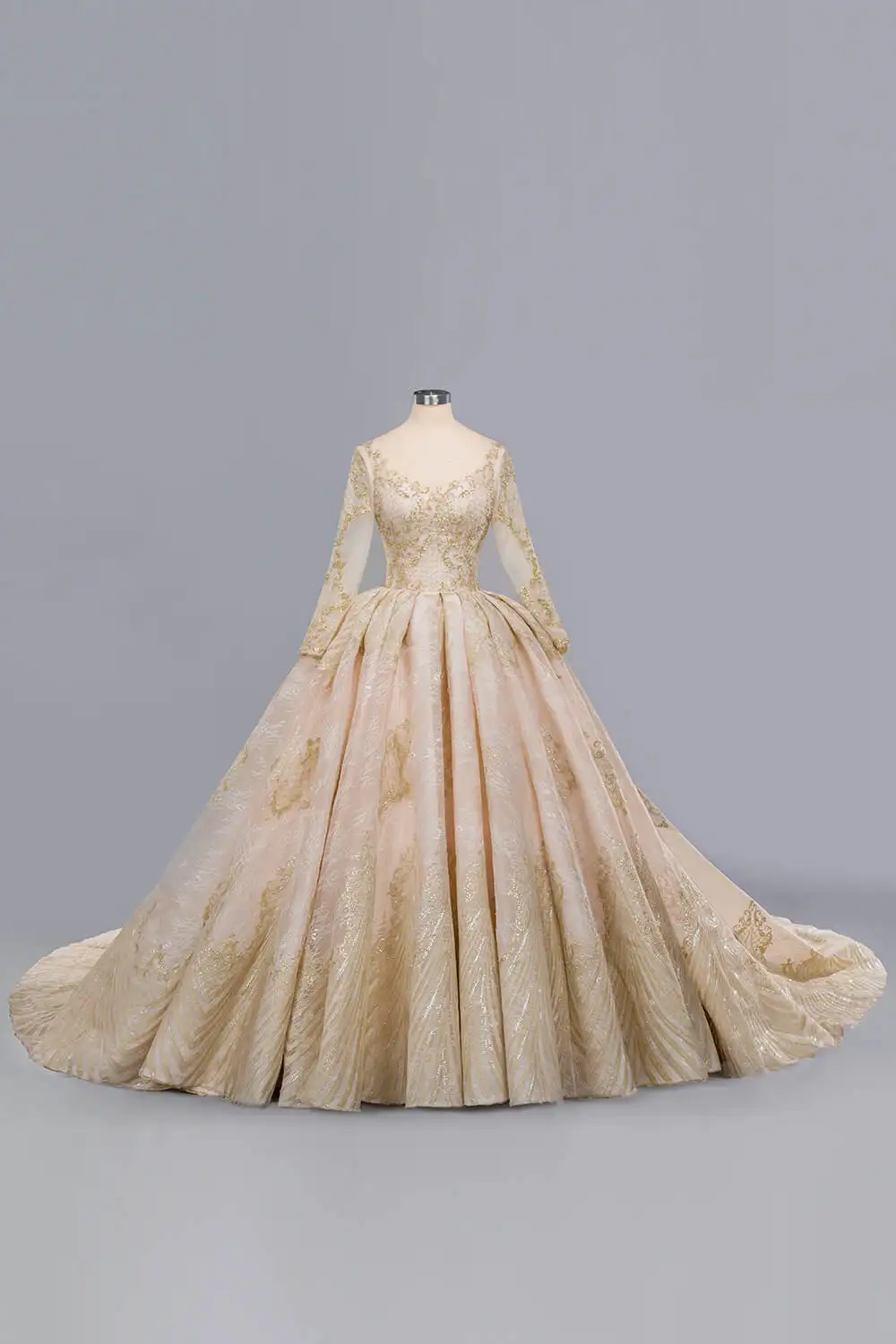 Роскошное Свадебное платье на шнуровке Vestido De Novia с аппликацией декольте имитация крест-накрест с длинными рукавами Свадебные платья - Цвет: as picture