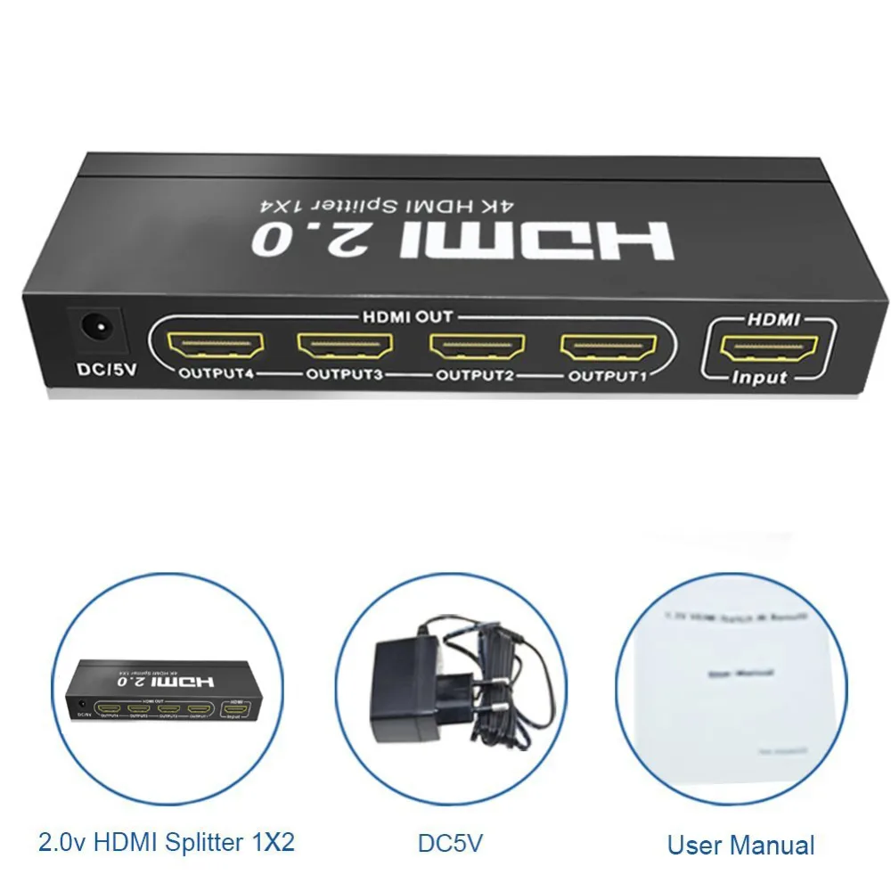 Разветвитель Aikexin 4K HDMI2.0 1 в 4 выхода 4K/60 Гц HDCP2.2 HDMI разветвитель порта 1X4 с