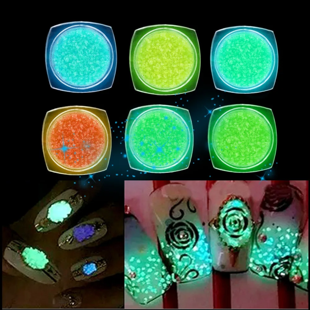 6 цветов ювелирные изделия для ногтей светящийся дрейфующий песок с