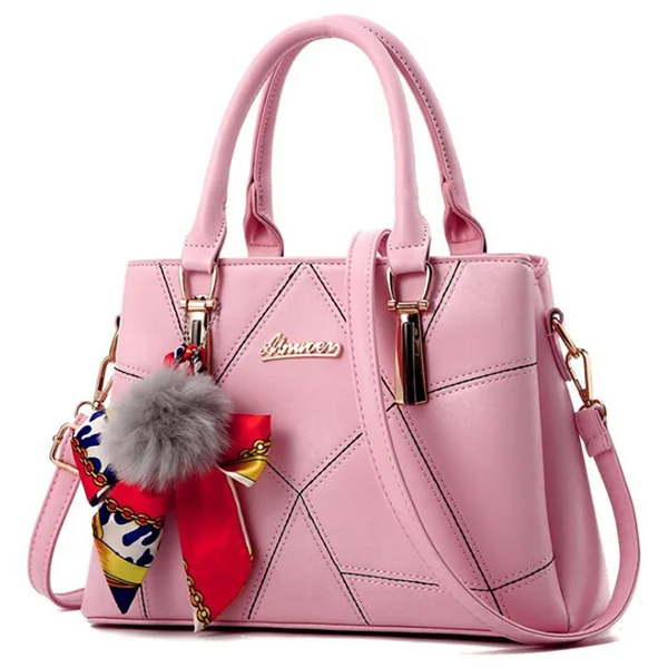 pink Gusure роскошная женская Лоскутная сумка на плечо, Сумки из искусственной кожи, высококачественные элегантные женские сумки через плечо, украшение из ленты - Цвет: pink