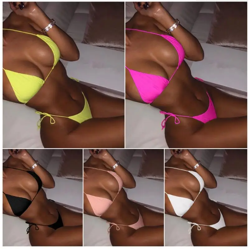 Женский бесшовный купальник Бикини Sexi классический треугольный топ 5 цветов 2019| |