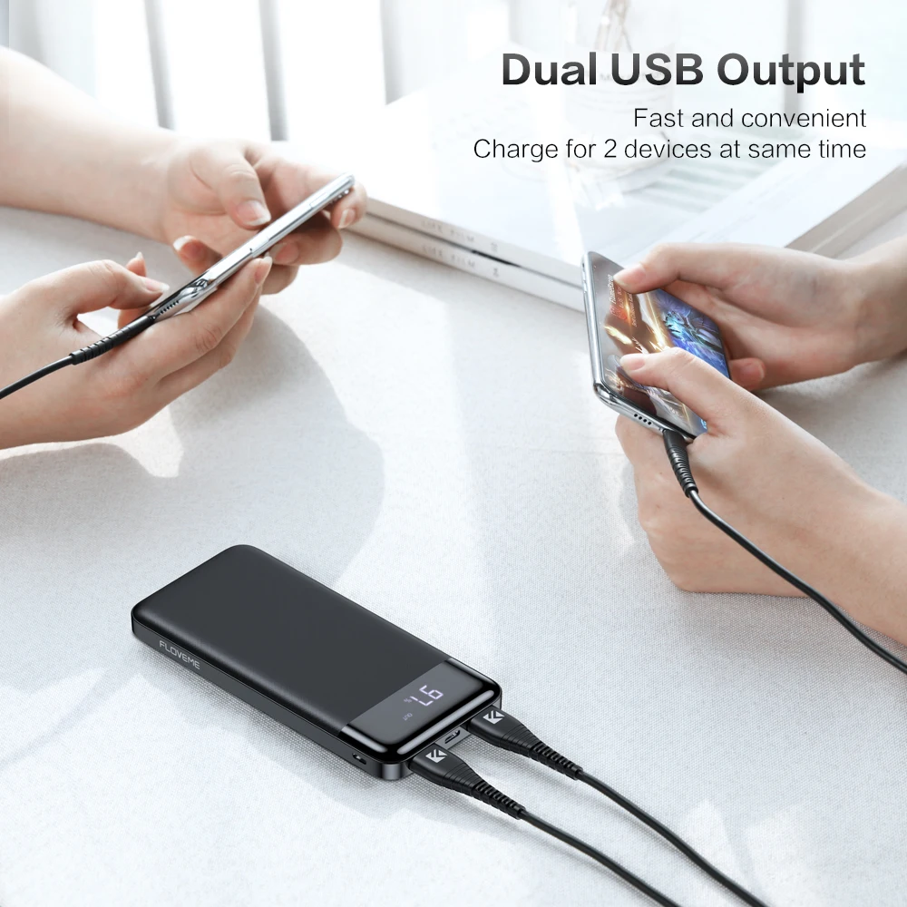FLOVEME Mini Power Bank 10000 мАч внешний аккумулятор резервного копирования Быстрая зарядка