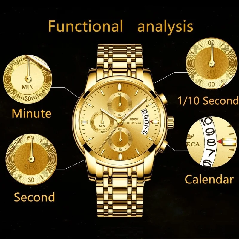 Mens Watches Top Brand Luxury OLMECA Clock Relogio Masculino 3ATM Waterproof Chronograph Wristwatch Reloj Hombre SSW4 | Наручные часы