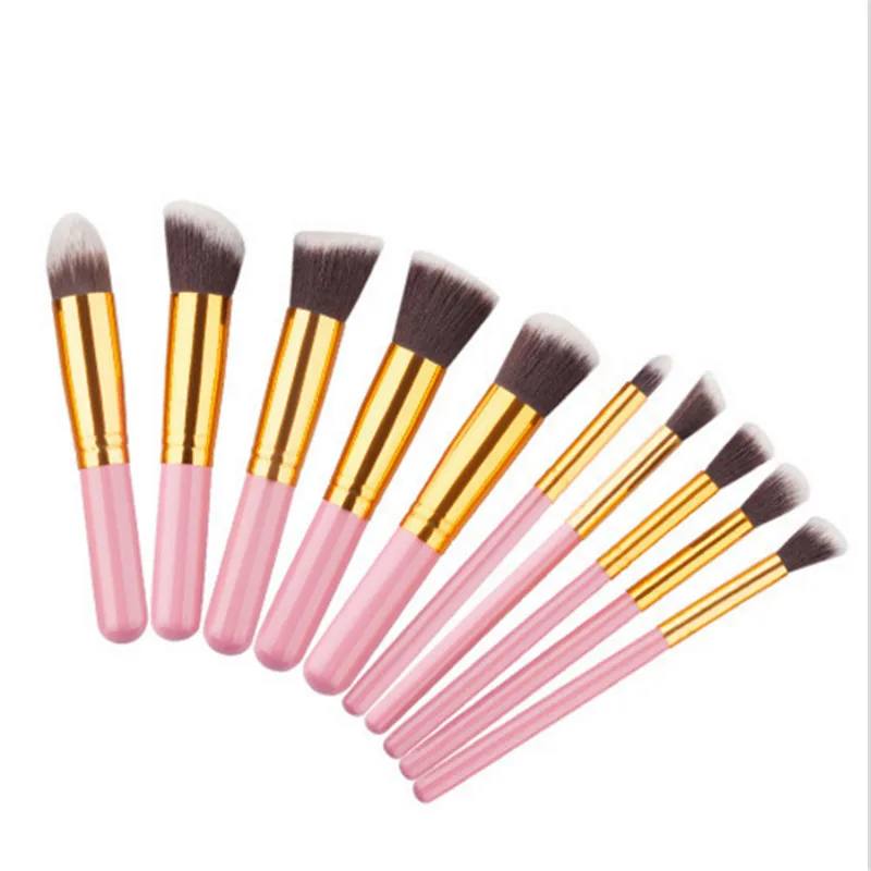 Набор кистей для макияжа серебристого/золотистого цветов 10 шт.|makeup brush set|brush setmakeup