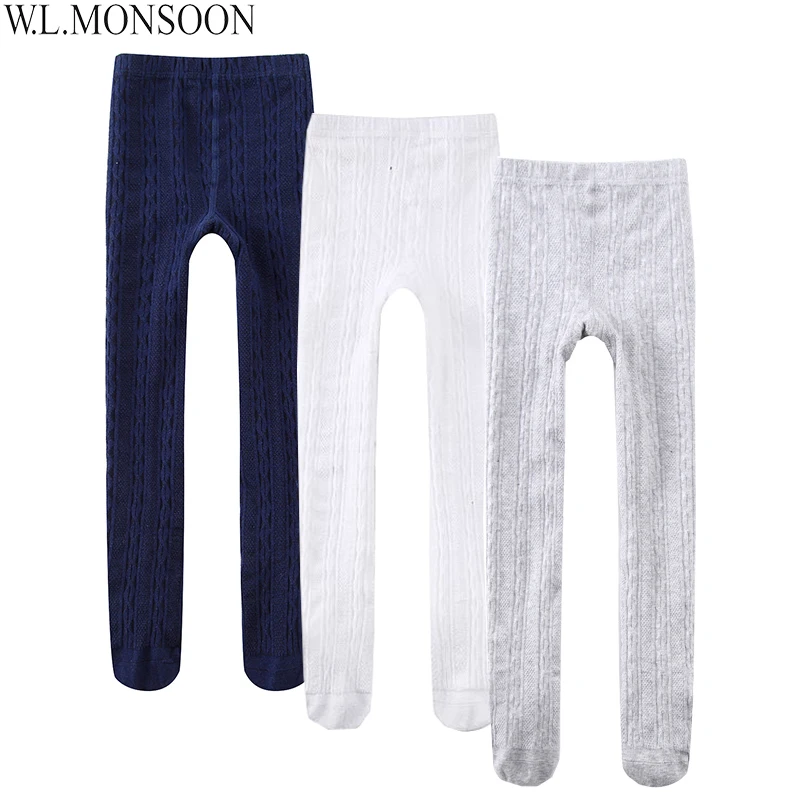W. L. MONSOON/3 шт./лот; леггинсы для маленьких девочек; хлопковые обтягивающие детские колготки; однотонные брюки; детские леггинсы для девочек