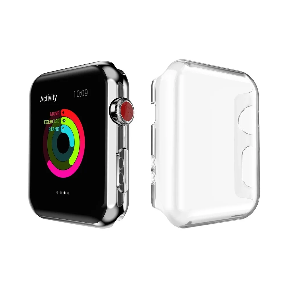 Силиконовый чехол для Apple Watch чехол, 42 мм, 38 мм, для iwatch, версия 3, 2, 1 предмет рамка прозрачный защитный экран Чехол Аксессуары для часов