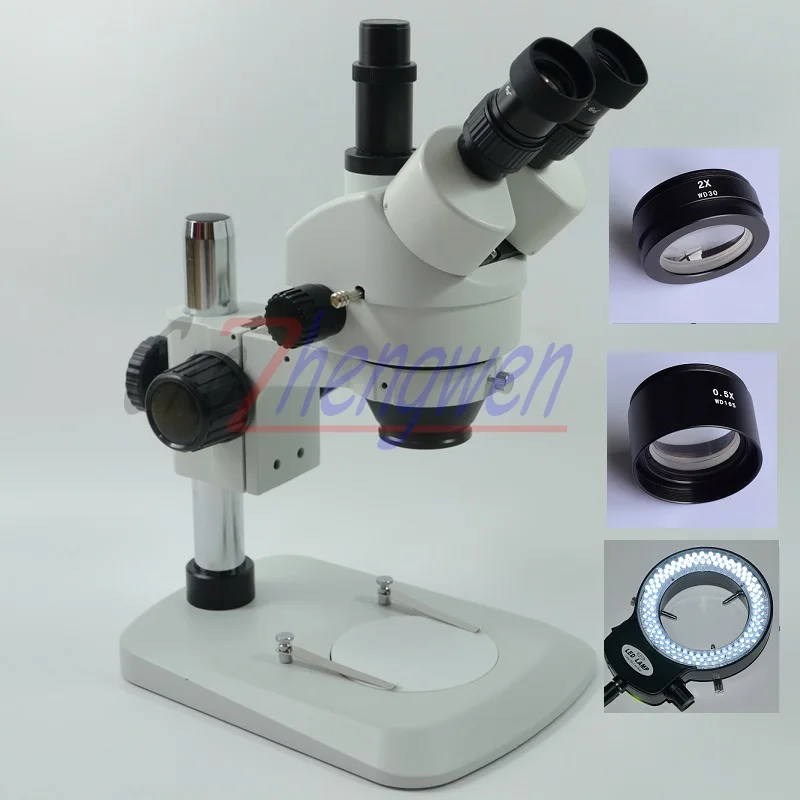 

FYSCOPE 7X-45X 3.5X-90X Pillar Sector Base Trinocular Stereo Zoom Microscope +144 led light