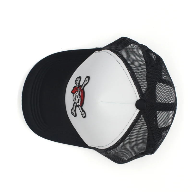 Пиратский череп логотип сетки Бейсбол Кепки s casquette 5 Панель SnapBack Gorras Открытый Sunhat