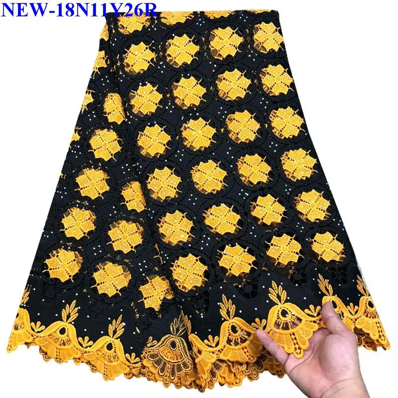 Hot selling High quality embroidered water soluble african cord lace guipure fabric with stones for sewing dress MMK01 | Дом и сад