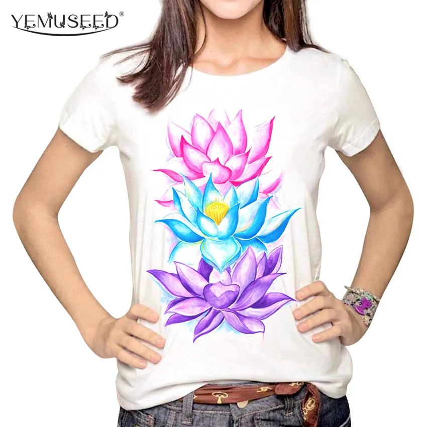 Женская Винтажная Футболка с принтом белая футболка цветочным весна лето WMT306|summer