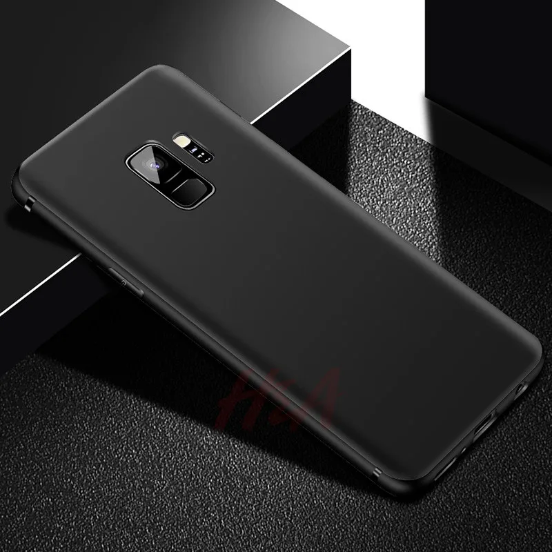 Черный Ультра тонкий Матовая силиконовая крышка чехол для samsung Galaxy S10 S10E S7 край S8 S9 плюс A6 A8 J4 J6 A5 плюс Note 8 9 мягкий чехол - Цвет: Черный