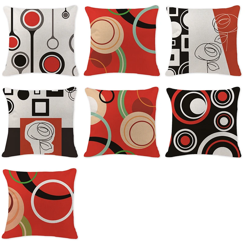 

Geometry Circles Simple Styles Cotton Linen Cushion Cover Decorative Pillowcase Home Decor Sofa Seat Car Pillow covers Comfort