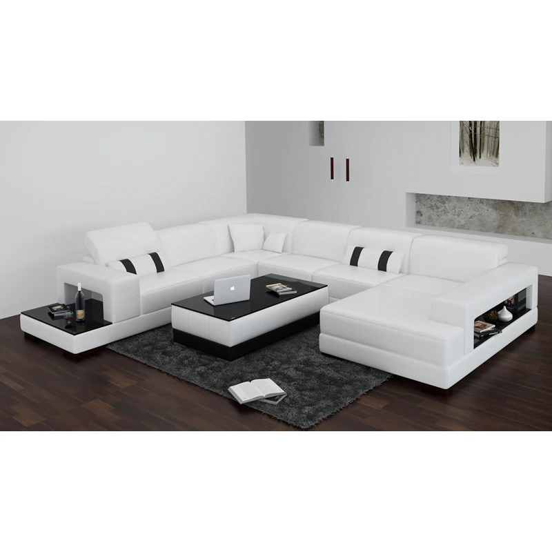 Оптовая торговля мебель для гостиной дешевый кожаный угловой диван набор 7