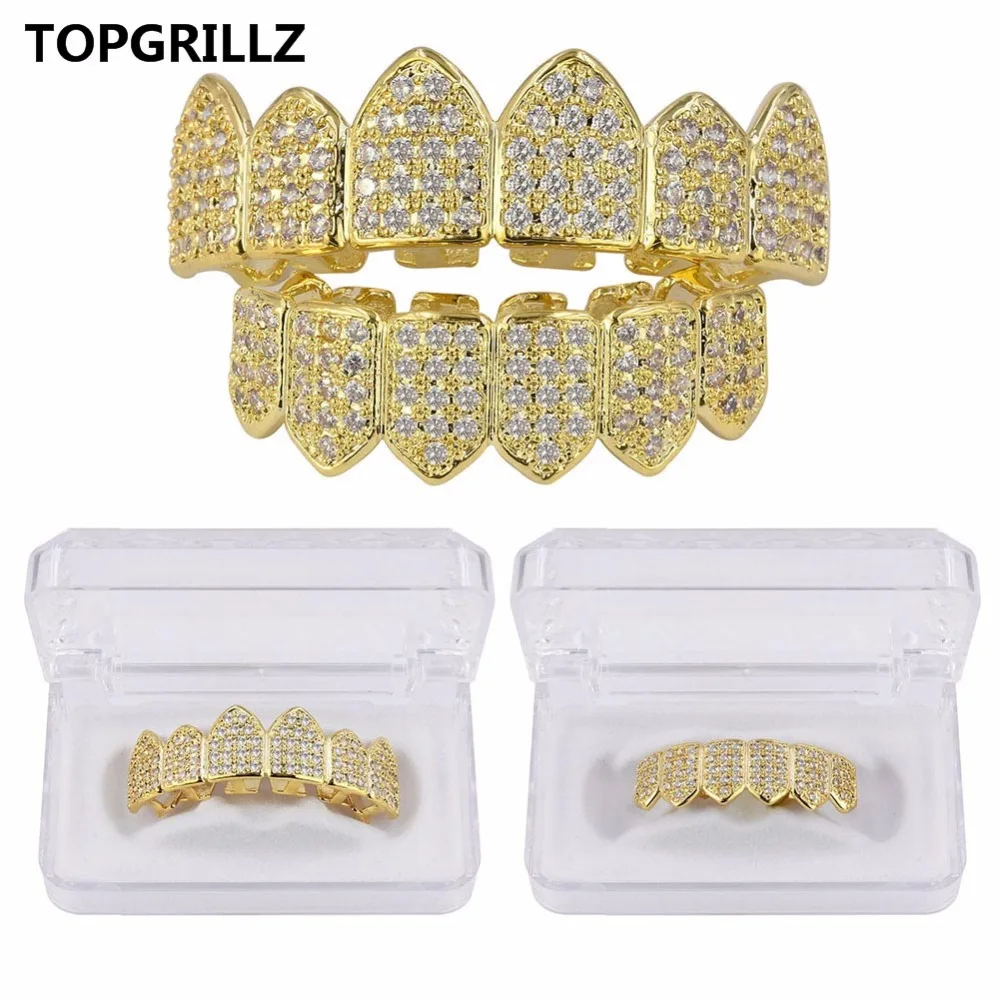 Высококачественная позолоченная гриля TOPGRILLZ в стиле хип хоп с микро закрепкой из
