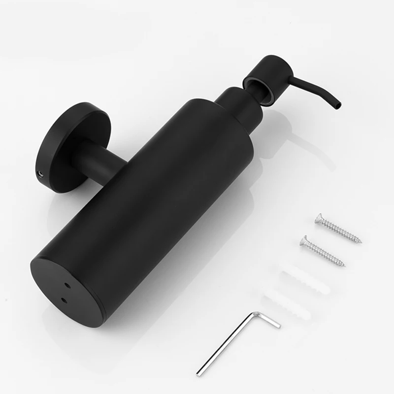 Жидкий диспенсер для мыла из нержавеющей стали настенный черный простой