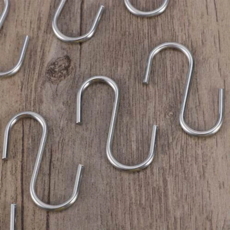100 шт Серебряный s образный домашний кухонный крючок Подвеска из нержавеющей