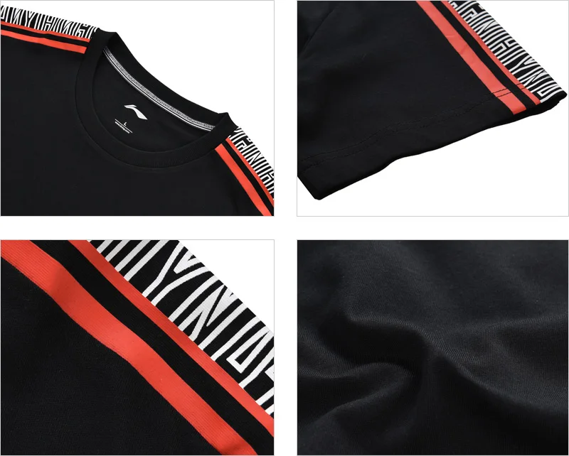 Li-Ning, мужские трендовые футболки, хлопок, обычная посадка, дышащие, короткий рукав, подкладка, удобные спортивные футболки, топы AHSN523 MTS2902