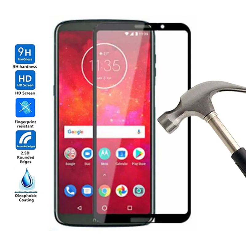 2.5D 9H Премиум полное покрытие протектор экрана для Moto z3 Play защитная пленка