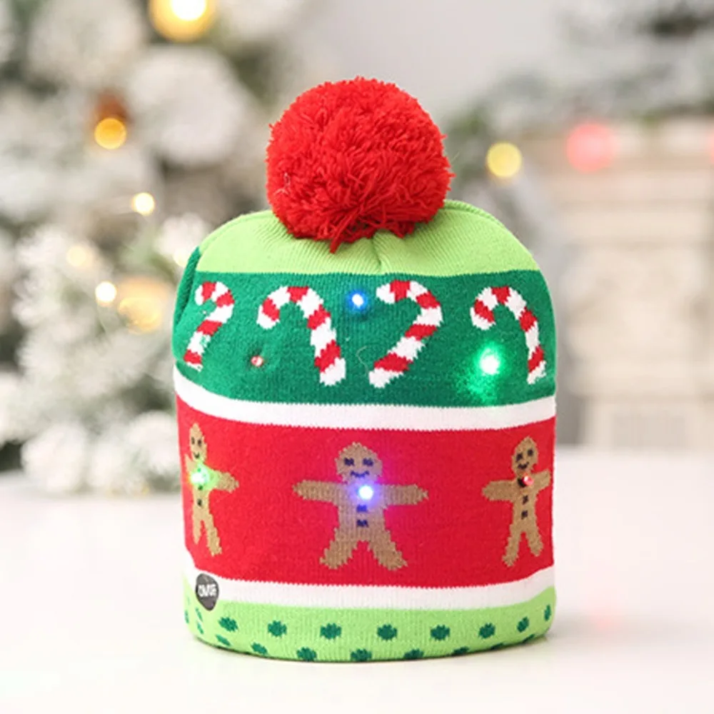 LED Рождественская шапочка Уродливый Рождественский свитер елка легкая вязаная