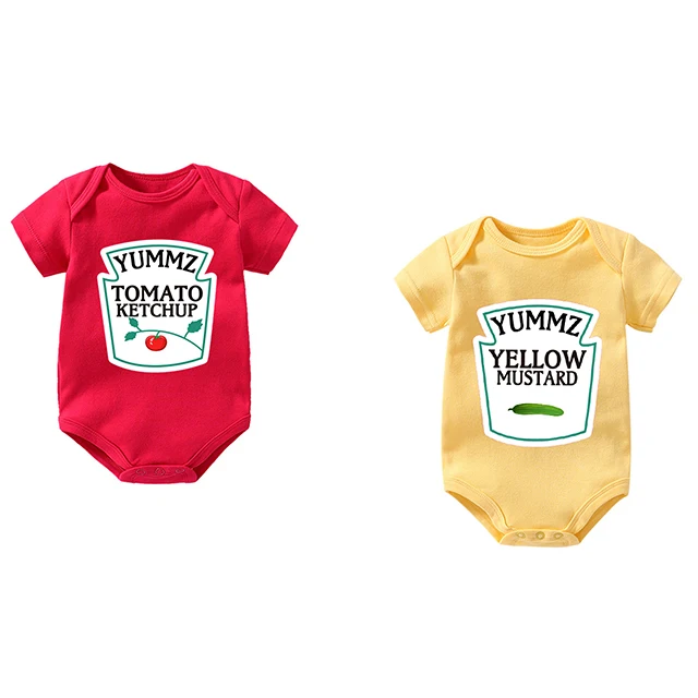 Ketchup an Mustard YSCULBUTOL Yummz Tomato Ketchup детская одежда для близнецов горчичный красный и желтый комбинизон для маленьких мальчиков близнецов маленьких мальчиков девочек 0-12 м - Цвет: Ketchup an Mustard