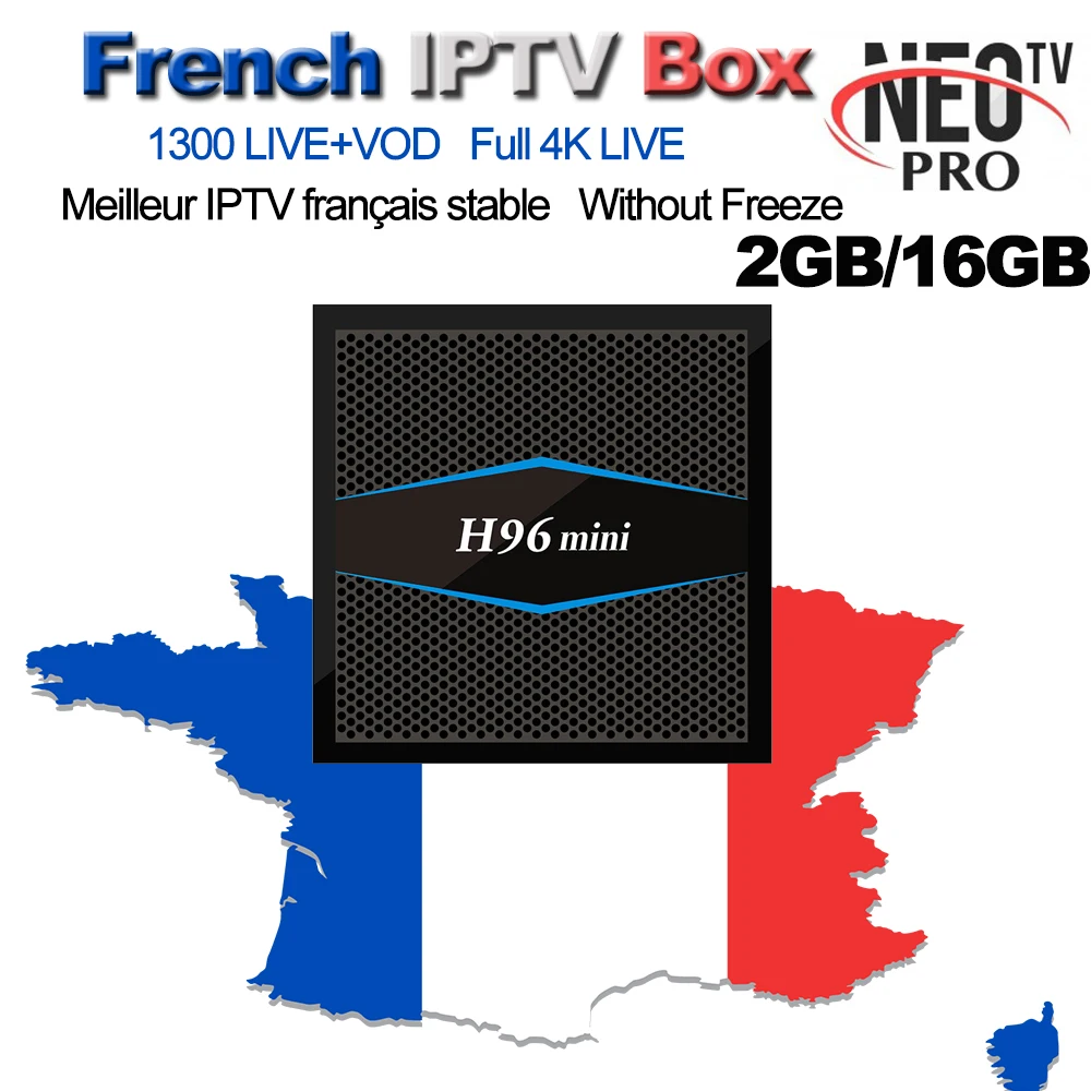NEOPRO tv 1300+ французский арабский бельгийский IP tv M3U код VOD QHD tv H96 Мини Android 7,1 Smart tv Box 2G/16G телеприставка