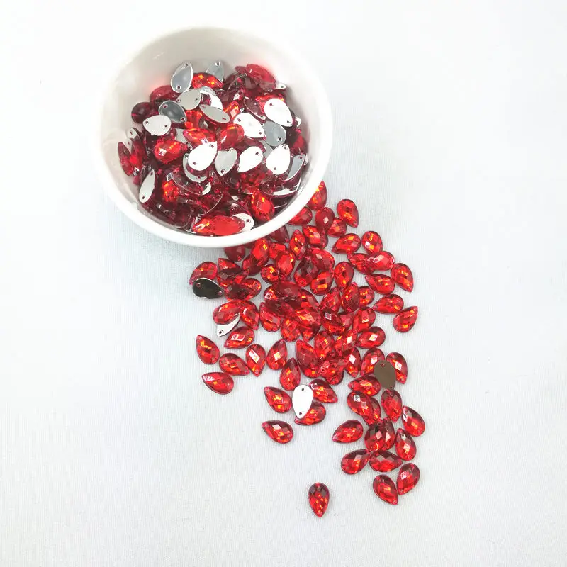 8*13mm Sewing Crystal AB Acrylic Flatback Rhinestones Sew On Stones Drop Shape Strass Crystals for DIY Clothes Jewelry 2 hole | Дом и сад