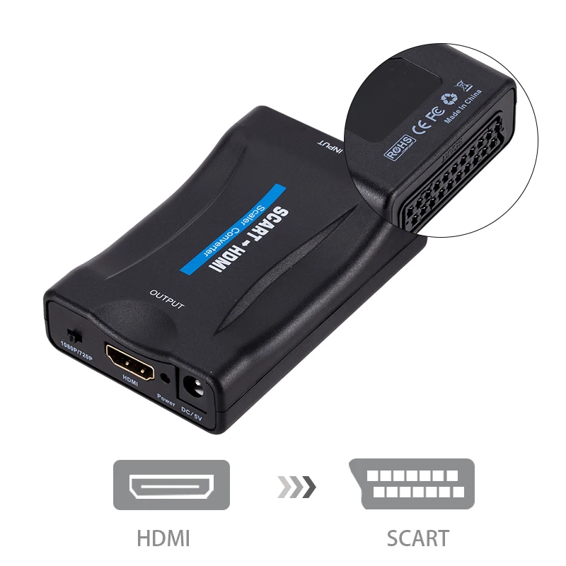 1080P SCART в HDMI конвертер видео аудио высококлассные сигнальные адаптеры-конвертеры с зарядным адаптером кабель для Sky Box DVD STB