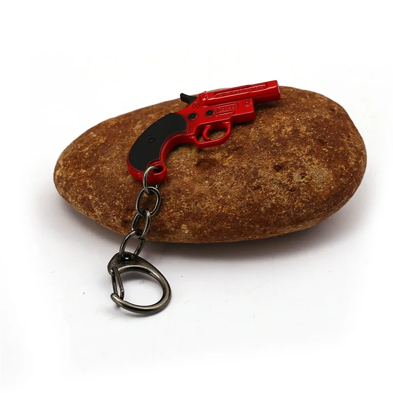 

Game PUBG Flare Gun 3 Size Keychain Metal Red Revolver pubg Key Ring Key Chain Men Car Toy Jewelry Fans Gift Chaveiro