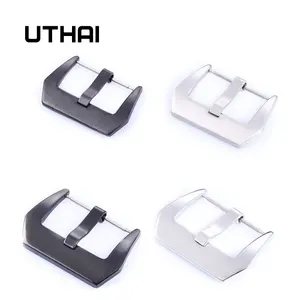 UTHAI T06 металлическая пряжка для часов 18-26 мм мужской ремешок для часов серебристо-черный матовый 316L нержавеющая сталь застежка аксессуары