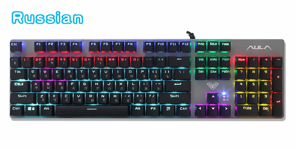 Игровая механическая клавиатура синий красный переключатель 104key анти-ореолы светодиодный/микс с подсветкой светодиодный USB RU/US Проводная клавиатура для геймера ПК ноутбука