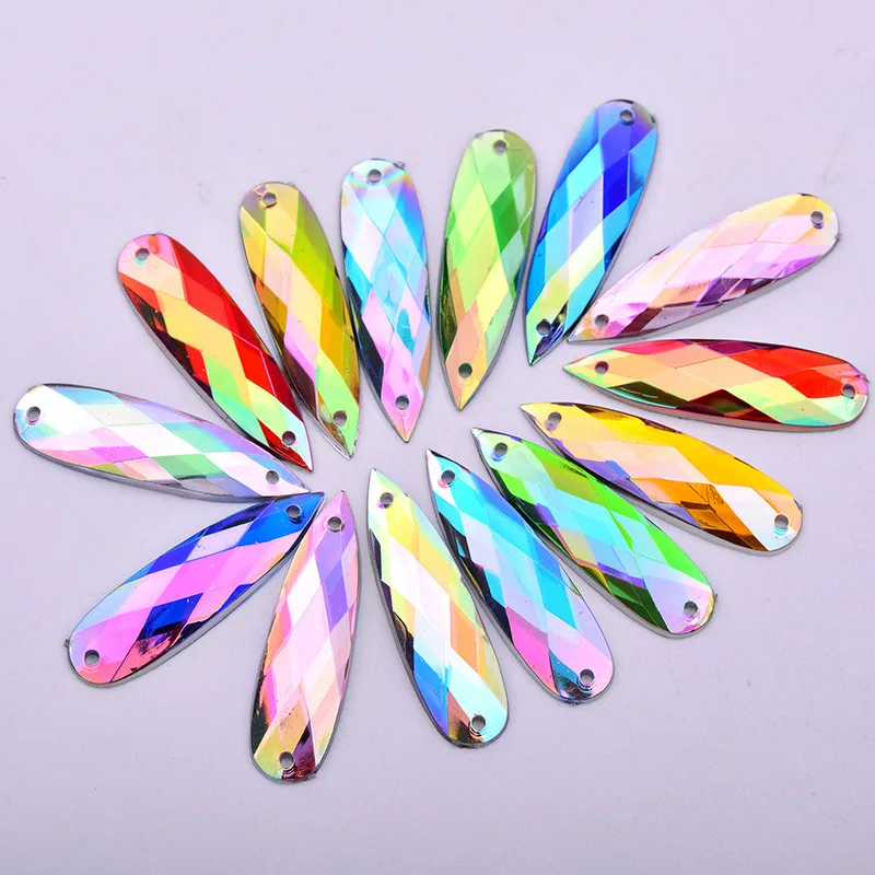 Random Mix Color JUNAO 8*28 мм блестки для шитья Красные Стразы AB Drops с плоской задней стороной камни пришитые Акриловые Кристаллы Аппликация из страз для рукоделия одежды - Цвет: Random Mix Color