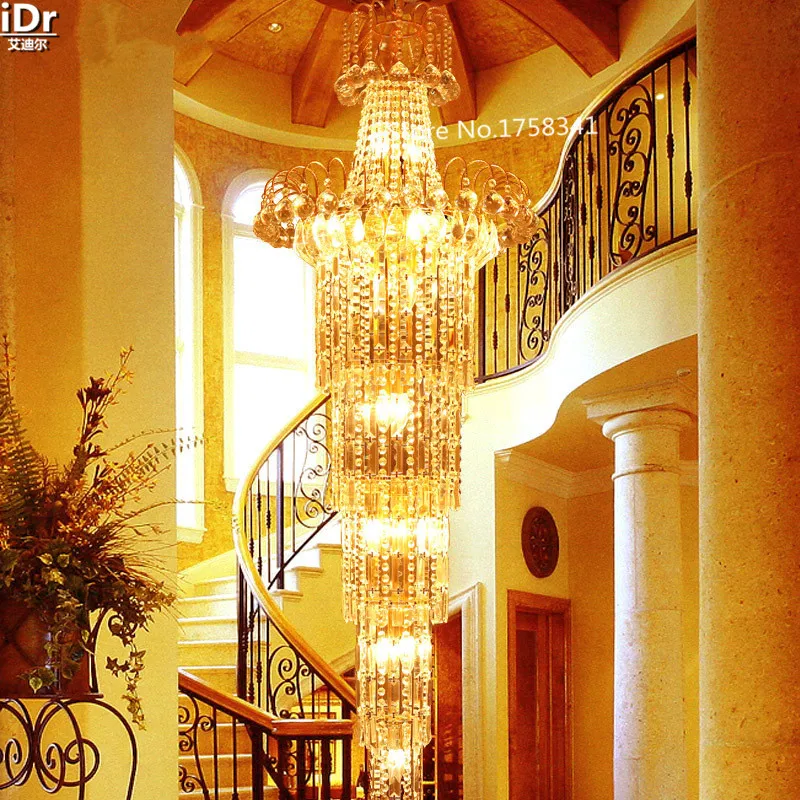 Роскошная Длинная Золотая люстра в стиле пентхауса хрустальная лампа для