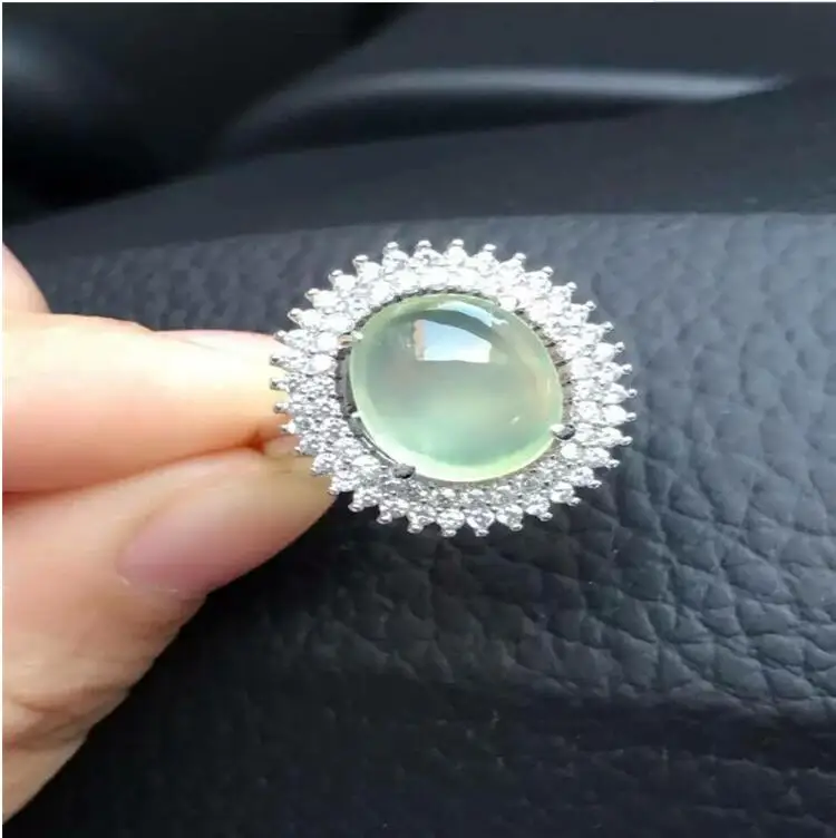 Natual Prehnite Ring Free shipping Natural real 925 sterling silver Gem Size 10*12mm for Woman Or Man | Украшения и аксессуары
