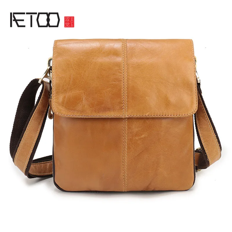 Мужская сумка мессенджер AETOO из натуральной кожи с первым слоем Оригинальная
