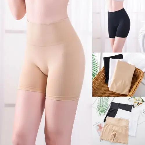 Женские эластичные трусы однотонные бесшовные мини шорты с высокой талией
