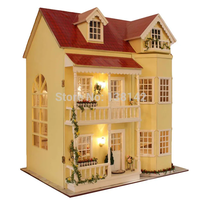 Большой деревянный кукольный домик A010 сделай сам вилла для кукол модель мебели