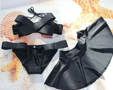 bikini set 5 Женский бразильский купальник, комплект бикини+ юбка, комплект из 3 предметов, купальник, купальник,, однотонная пляжная одежда с большим бантом - Цвет: bikini set 5
