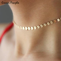 gold choker coins necklace handmade pendants gold wrap necklace bohemian jewelry collier femme boho chocker