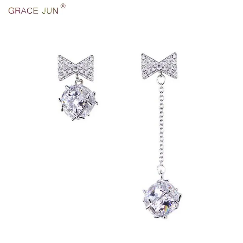 Женские серьги-клипсы GRACE JUN свадебные серьги в Корейском стиле с бантом из