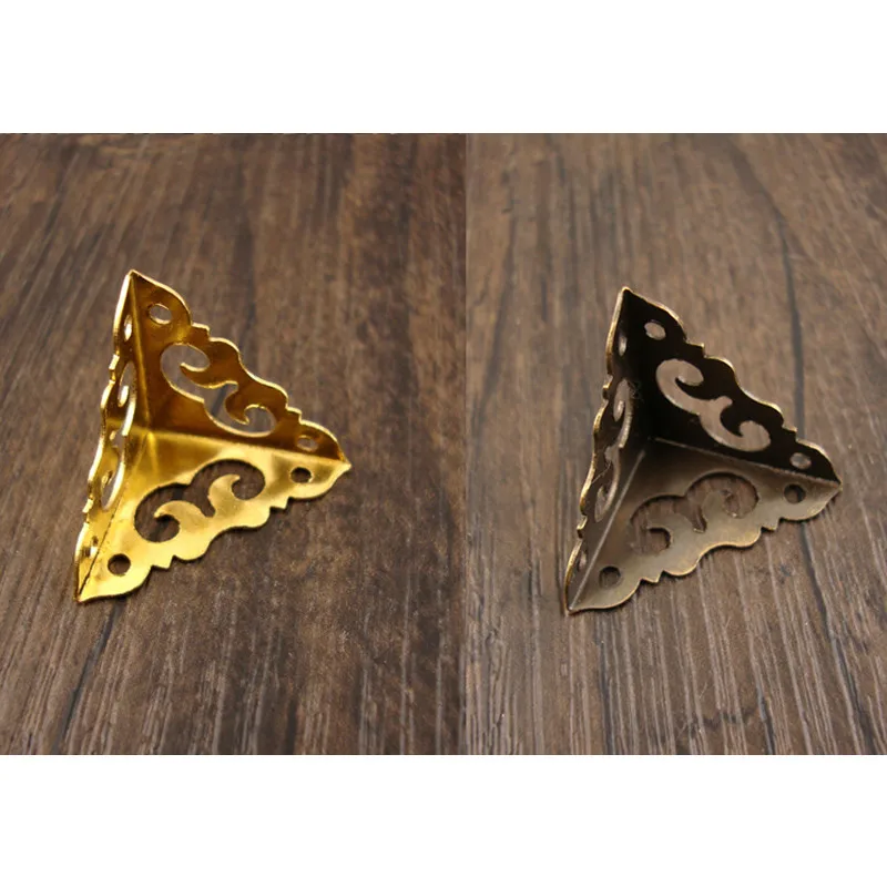 Hollow Brass Corner Luggage Case Wooden Box Mini Copper Corners Brackets Decor Cover Furniture Triangular Protector 2cm 20Pcs |