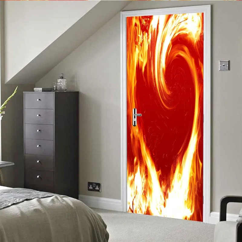 Новинка 2019 наклейка на стену дверь пламя сердце узор сделай сам самоклеющиеся
