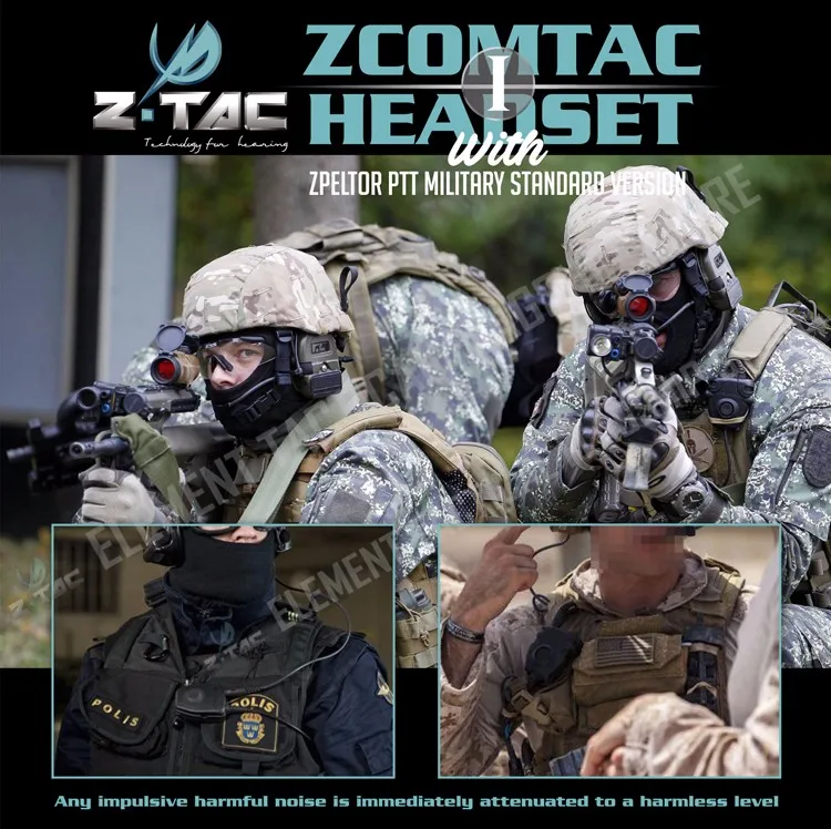 Z Тактический Гарнитура Z 054 combat Z112 шумоподавление гарнитура с peltor Comtac Я Тактический PTT ВОЕННАЯ версия