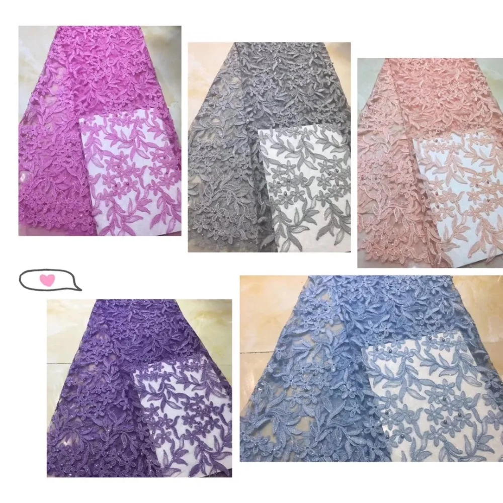 Latest African Swiss Voile Lace Fabric With Beads For Sewing Wedding Dress High Quality French Mesh Tulle Lace Fabric