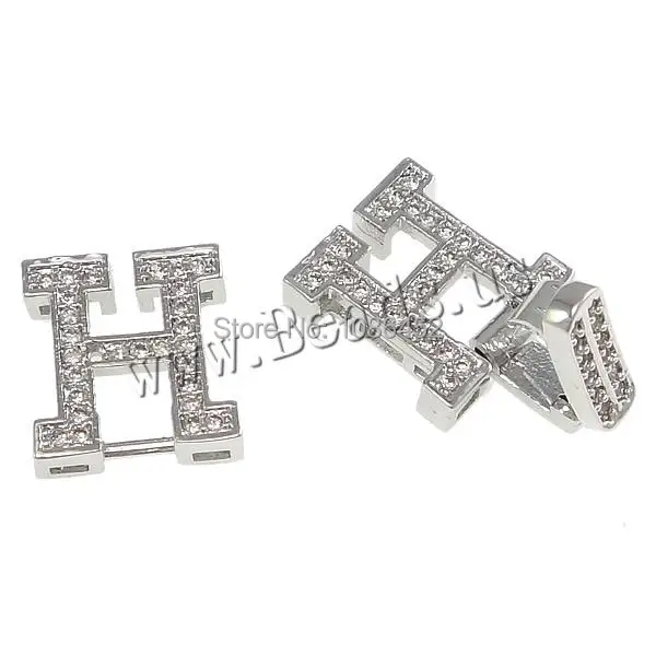 Free shipping!!!Brass Fold Over Clasp 2015 new Designer Letter H platinum plated micro pave cubic zirconia nickel | Украшения и