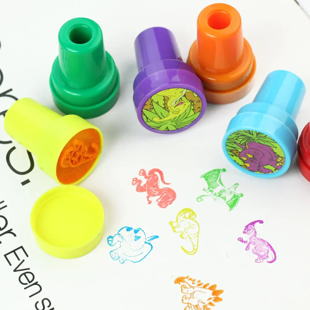 Новые 6 шт пластиковые различные чернила динозавры штампы Искусство ремесло Дети