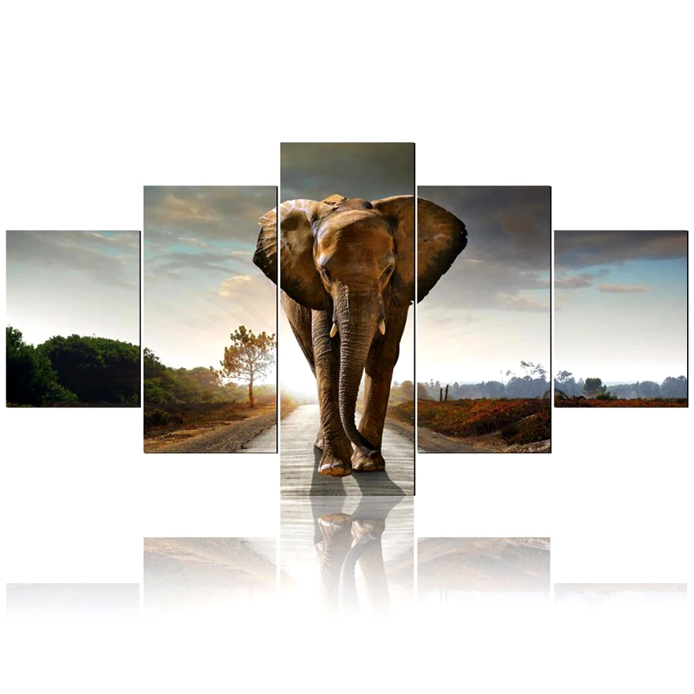 

5pcs Full Round Drill 5D DIY Diamond Painting "Animal elephant" Multi-picture Combination Embroidery Mosaic Decor
