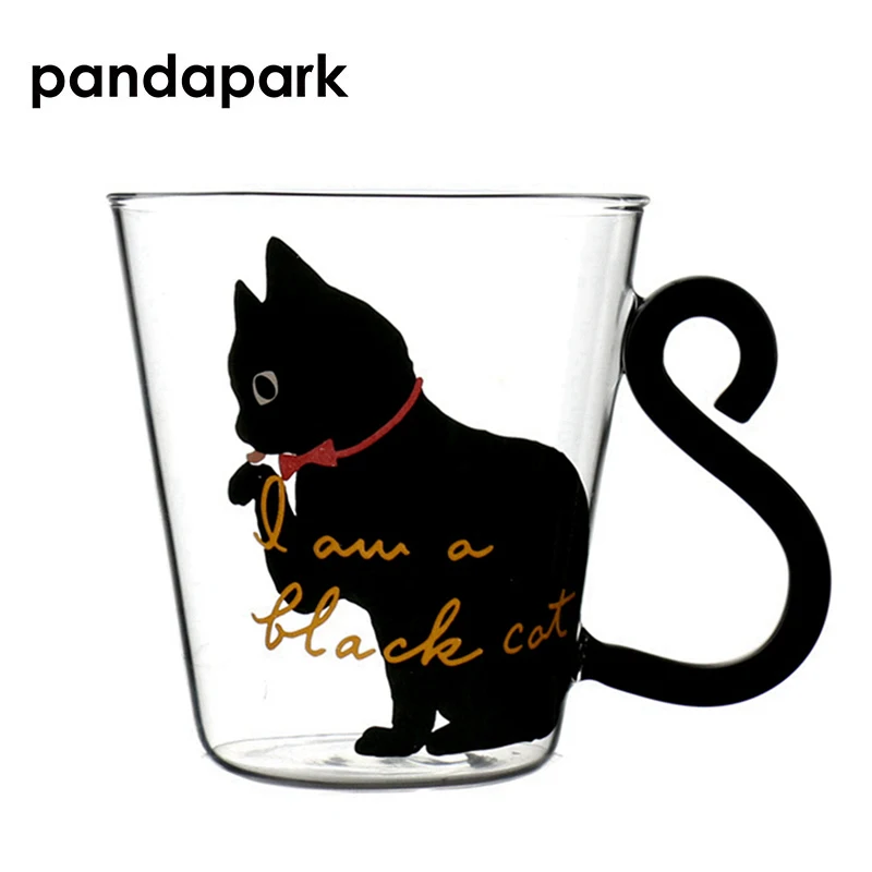 Pandapark новая милая креативная Кошка Китти стеклянная кружка чашка чай чашка Молоко Кофе Кружка для завтрака чашка мяу фруктовый сок высокий стакан PPX010