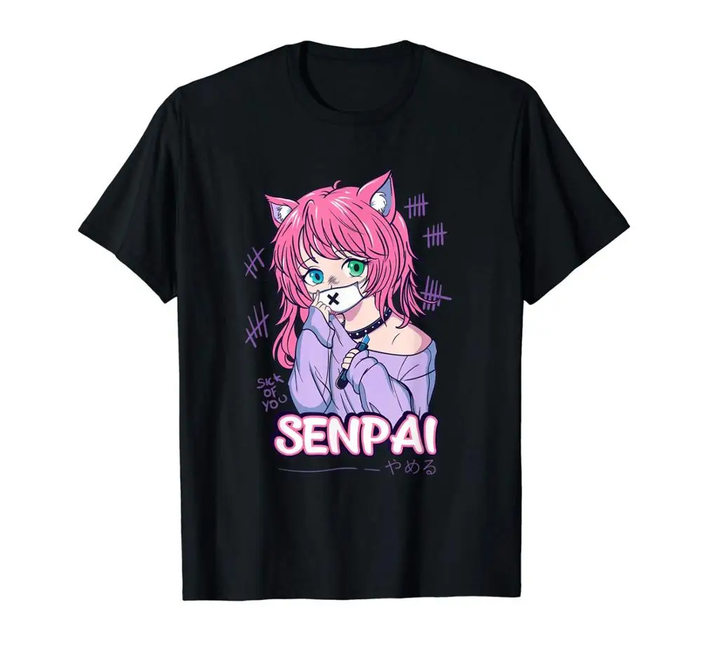 Kawaii аниме Neko Girls Shirt - Pastel Goth Menhera Sick 2019 новинка Лидер продаж топы с короткими